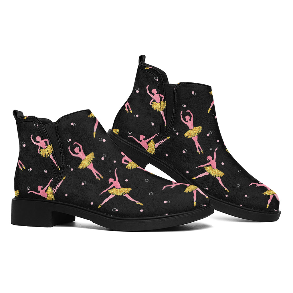 Dancing Ballet Pattern Print Flat Ankle Boots