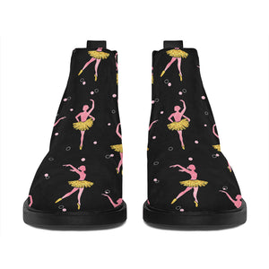 Dancing Ballet Pattern Print Flat Ankle Boots