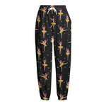 Dancing Ballet Pattern Print Fleece Lined Knit Pants