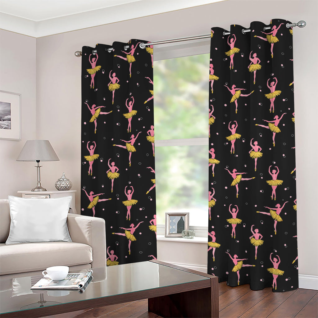 Dancing Ballet Pattern Print Grommet Curtains