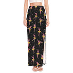 Dancing Ballet Pattern Print High Slit Maxi Skirt