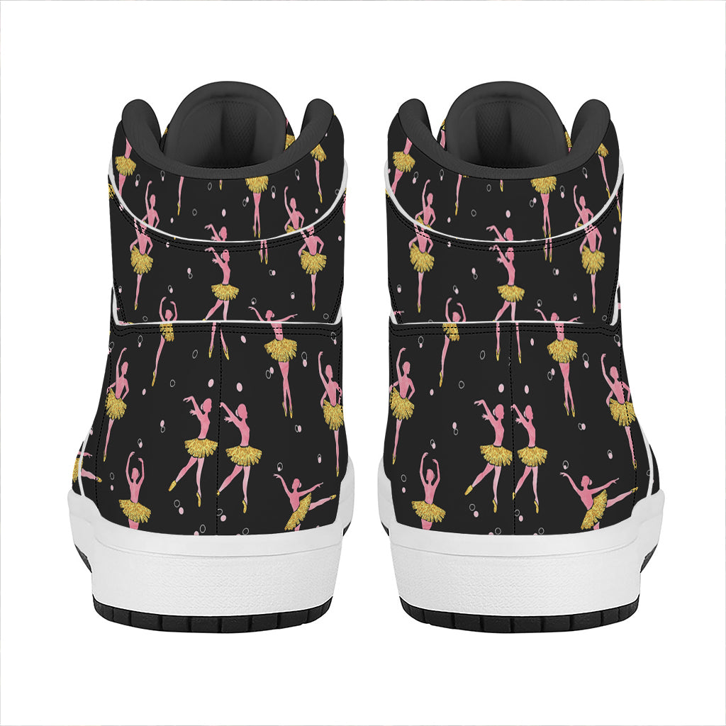 Dancing Ballet Pattern Print High Top Leather Sneakers