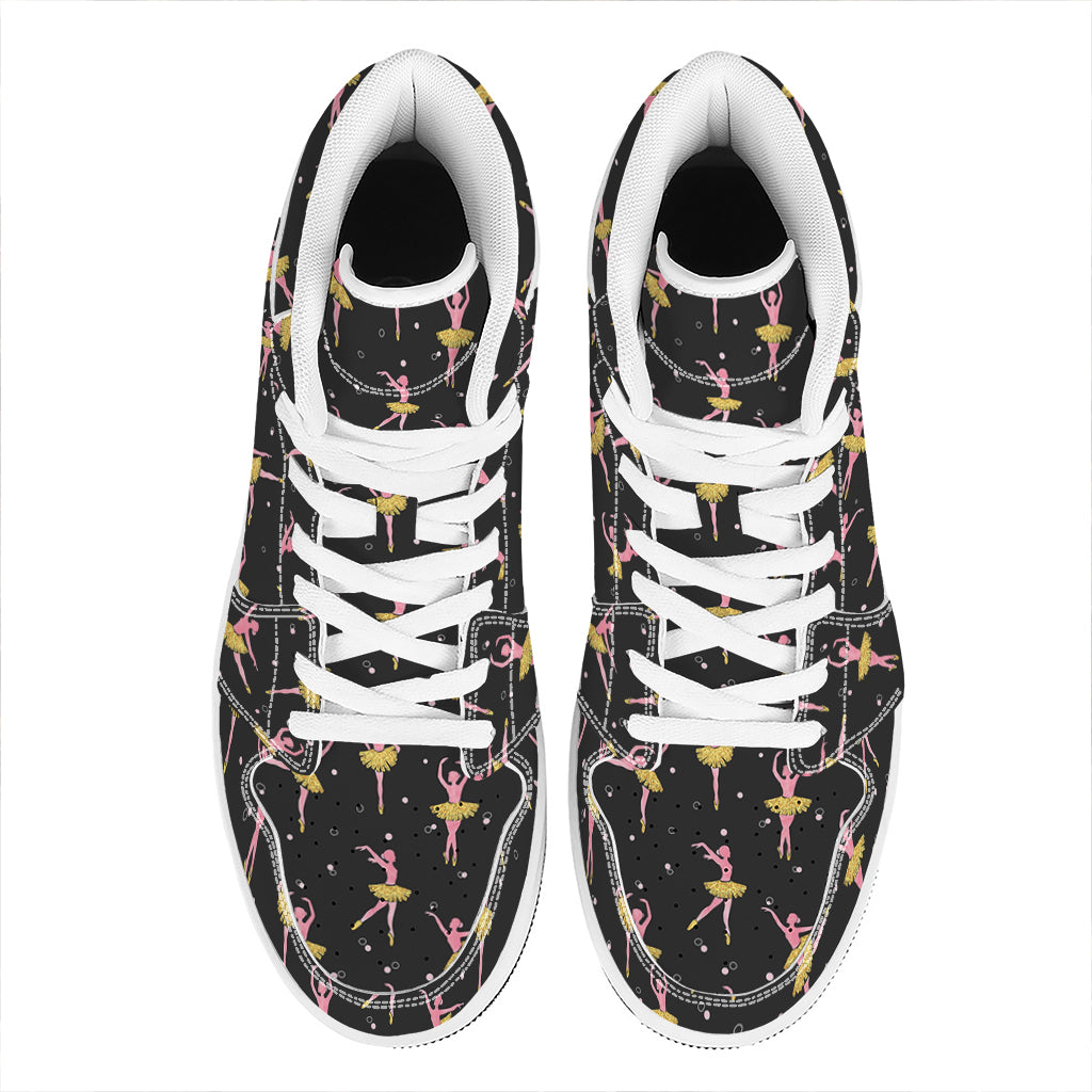 Dancing Ballet Pattern Print High Top Leather Sneakers