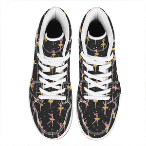 Dancing Ballet Pattern Print High Top Leather Sneakers