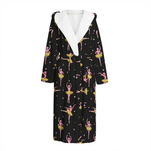 Dancing Ballet Pattern Print Hooded Bathrobe