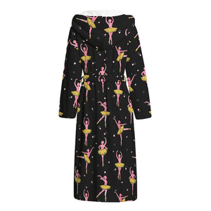 Dancing Ballet Pattern Print Hooded Bathrobe