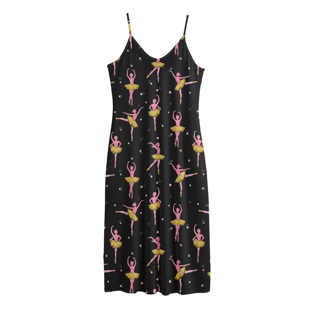 Dancing Ballet Pattern Print Jersey Midi Cami Dress