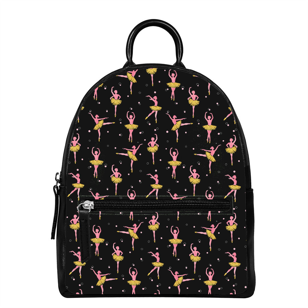 Dancing Ballet Pattern Print Leather Backpack