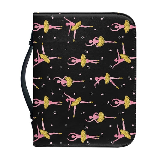 Dancing Ballet Pattern Print Leather Bible Cover