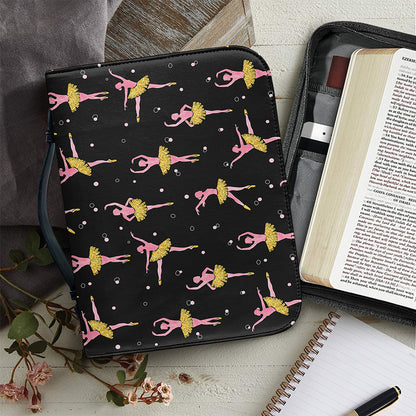 Dancing Ballet Pattern Print Leather Bible Cover