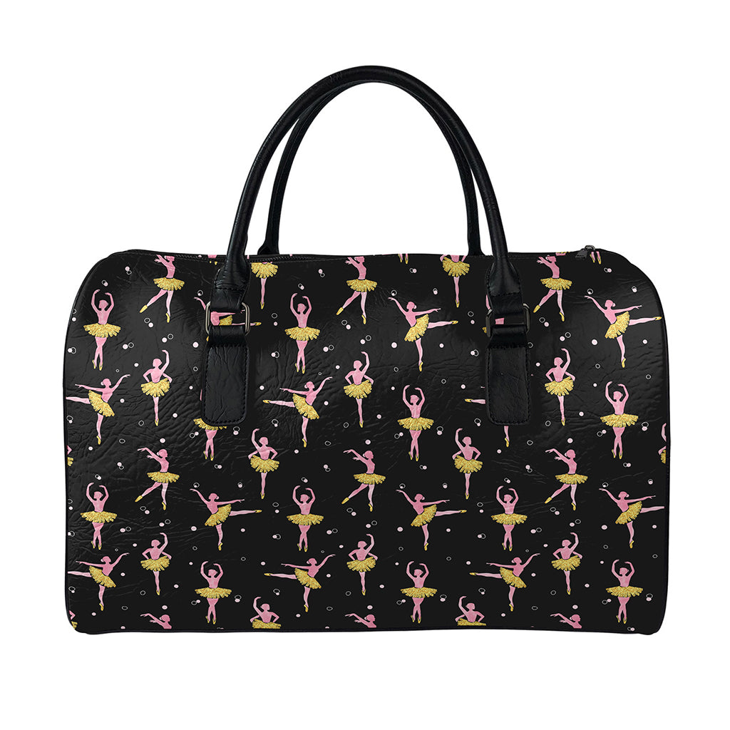 Dancing Ballet Pattern Print Leather Duffle Bag