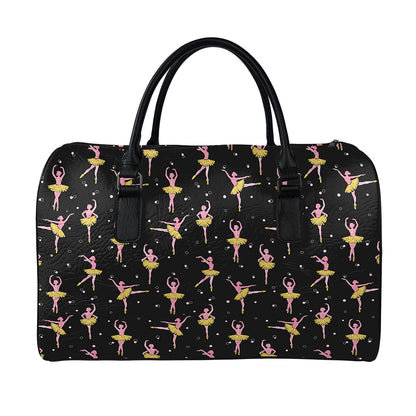 Dancing Ballet Pattern Print Leather Duffle Bag