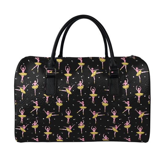 Dancing Ballet Pattern Print Leather Duffle Bag