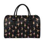 Dancing Ballet Pattern Print Leather Duffle Bag
