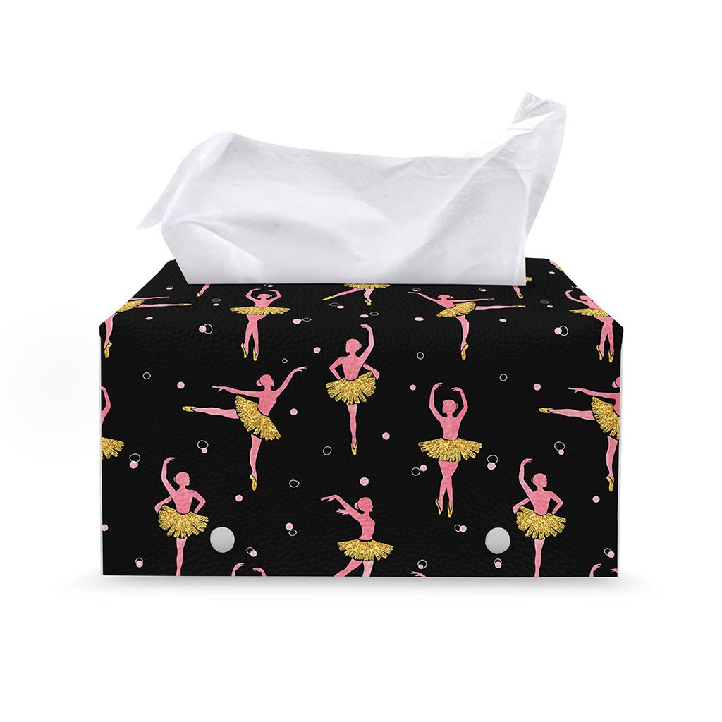 Dancing Ballet Pattern Print Leather Tissue Box Cover