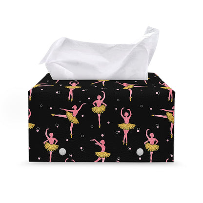 Dancing Ballet Pattern Print Leather Tissue Box Cover