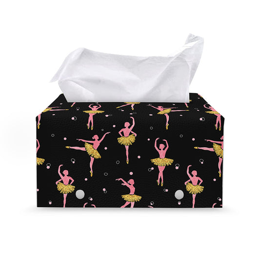 Dancing Ballet Pattern Print Leather Tissue Box Cover