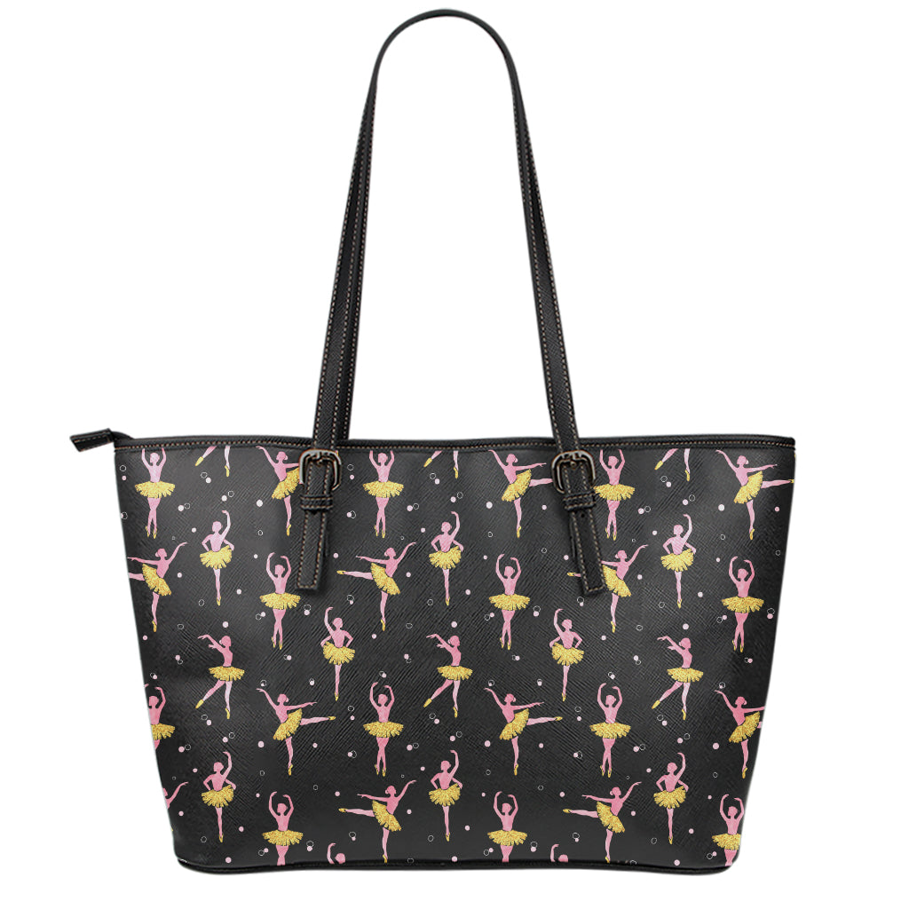 Dancing Ballet Pattern Print Leather Tote Bag