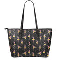 Dancing Ballet Pattern Print Leather Tote Bag With Zipper