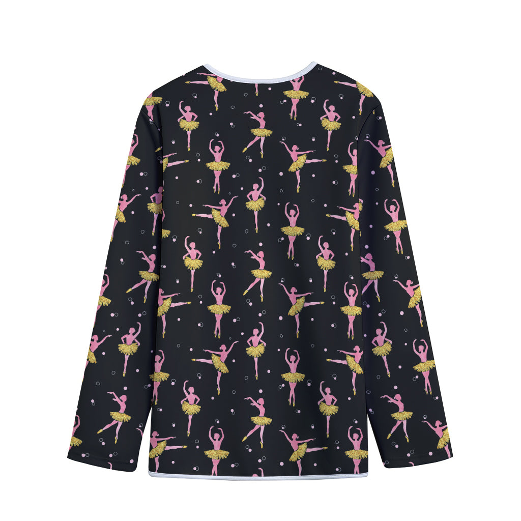 Dancing Ballet Pattern Print Long Sleeve Short Coat