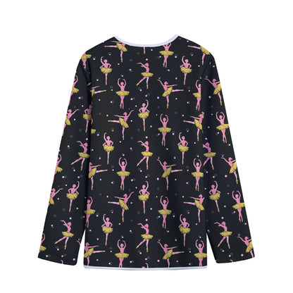 Dancing Ballet Pattern Print Long Sleeve Short Coat