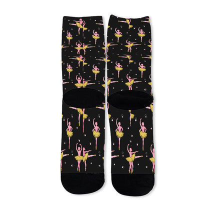 Dancing Ballet Pattern Print Long Socks