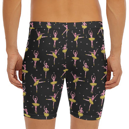 Dancing Ballet Pattern Print Men's Long Boxer Briefs