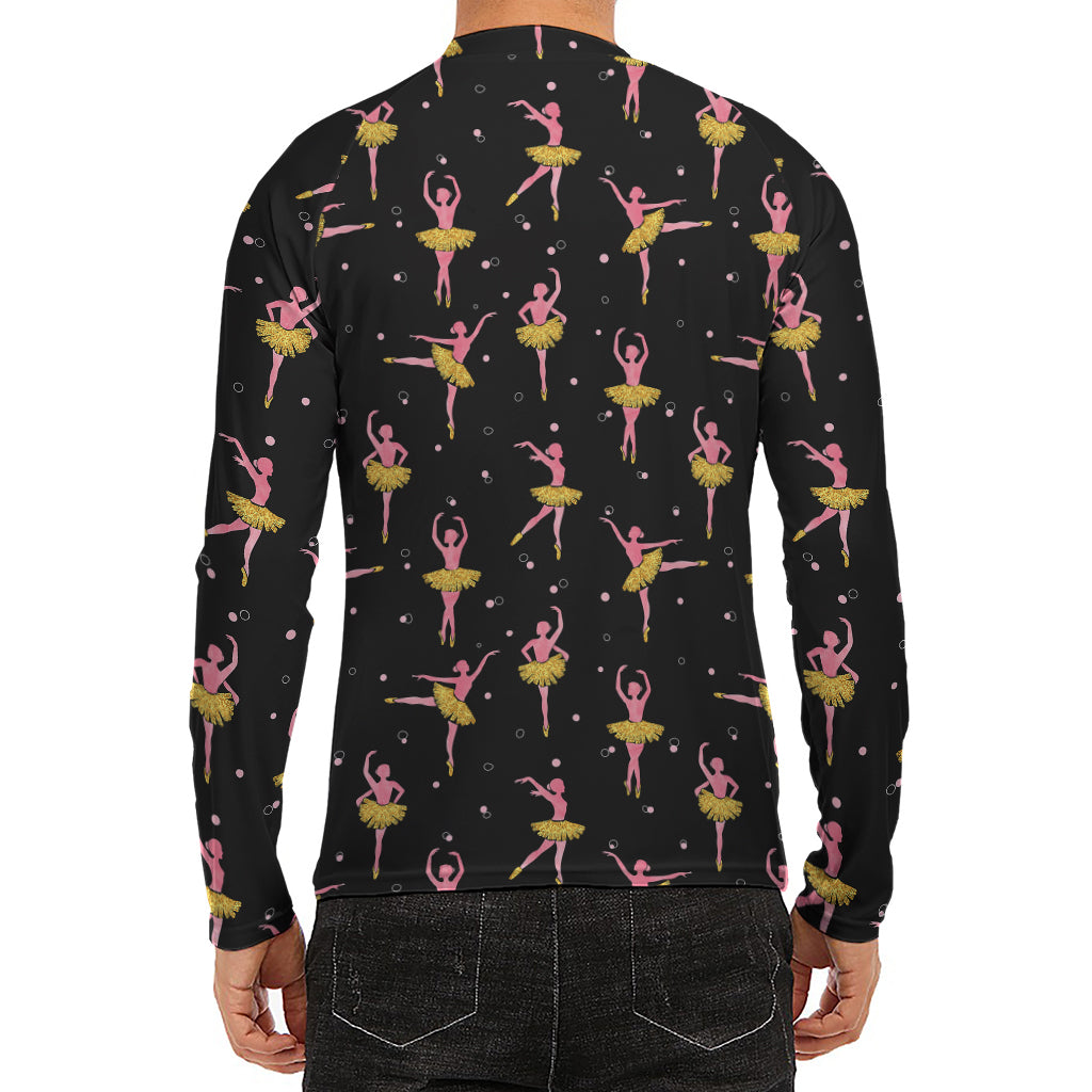 Dancing Ballet Pattern Print Men's Long Sleeve Rash Guard