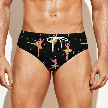 Dancing Ballet Pattern Print Men's Swim Briefs