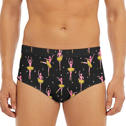 Dancing Ballet Pattern Print Men's Triangle Swim Briefs