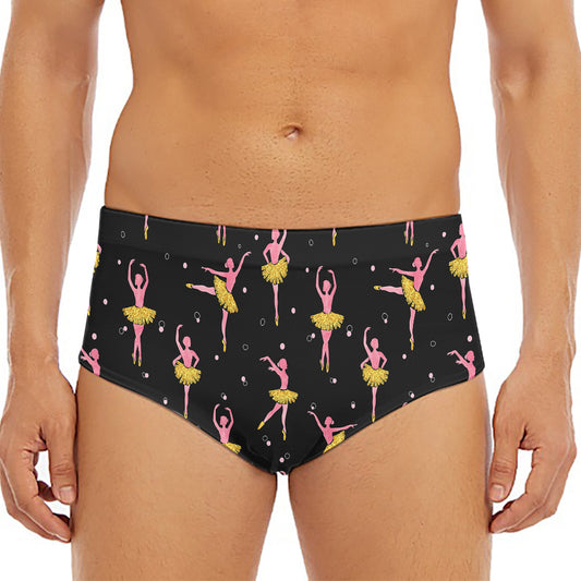Dancing Ballet Pattern Print Men's Triangle Swim Briefs