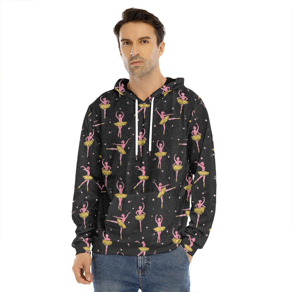 Dancing Ballet Pattern Print Men's Velvet Pullover Hoodie