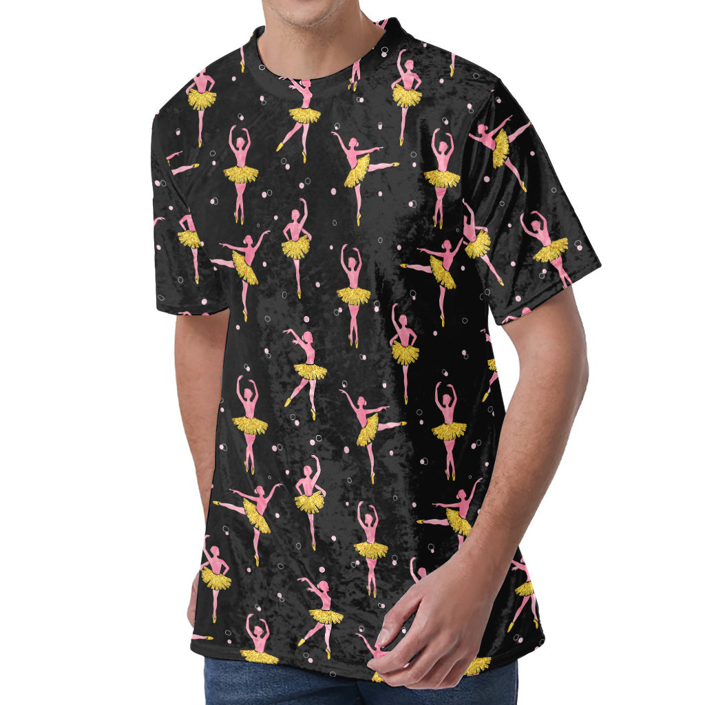 Dancing Ballet Pattern Print Men's Velvet T-Shirt