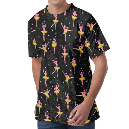 Dancing Ballet Pattern Print Men's Velvet T-Shirt