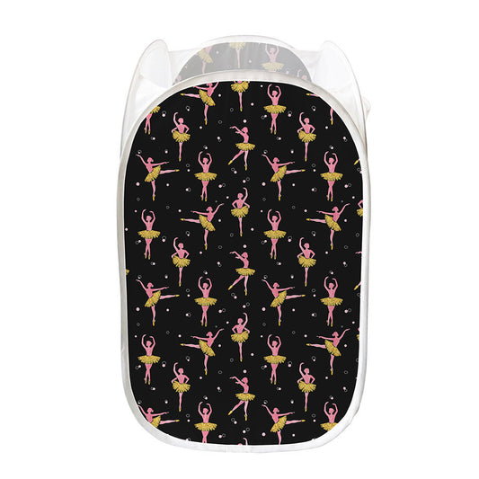 Dancing Ballet Pattern Print Mesh Laundry Hamper