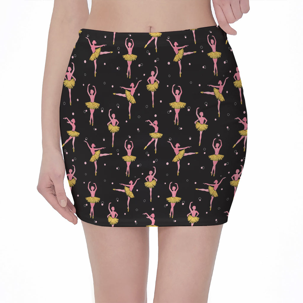 Dancing Ballet Pattern Print Pencil Mini Skirt