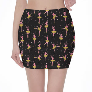 Dancing Ballet Pattern Print Pencil Mini Skirt