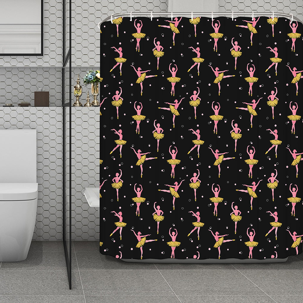 Dancing Ballet Pattern Print Polyester Shower Curtain