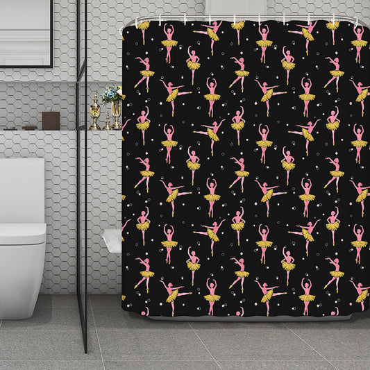 Dancing Ballet Pattern Print Polyester Shower Curtain