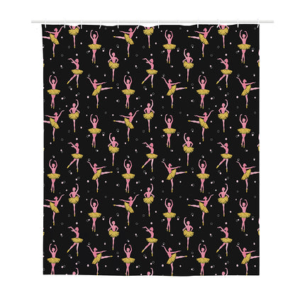 Dancing Ballet Pattern Print Polyester Shower Curtain