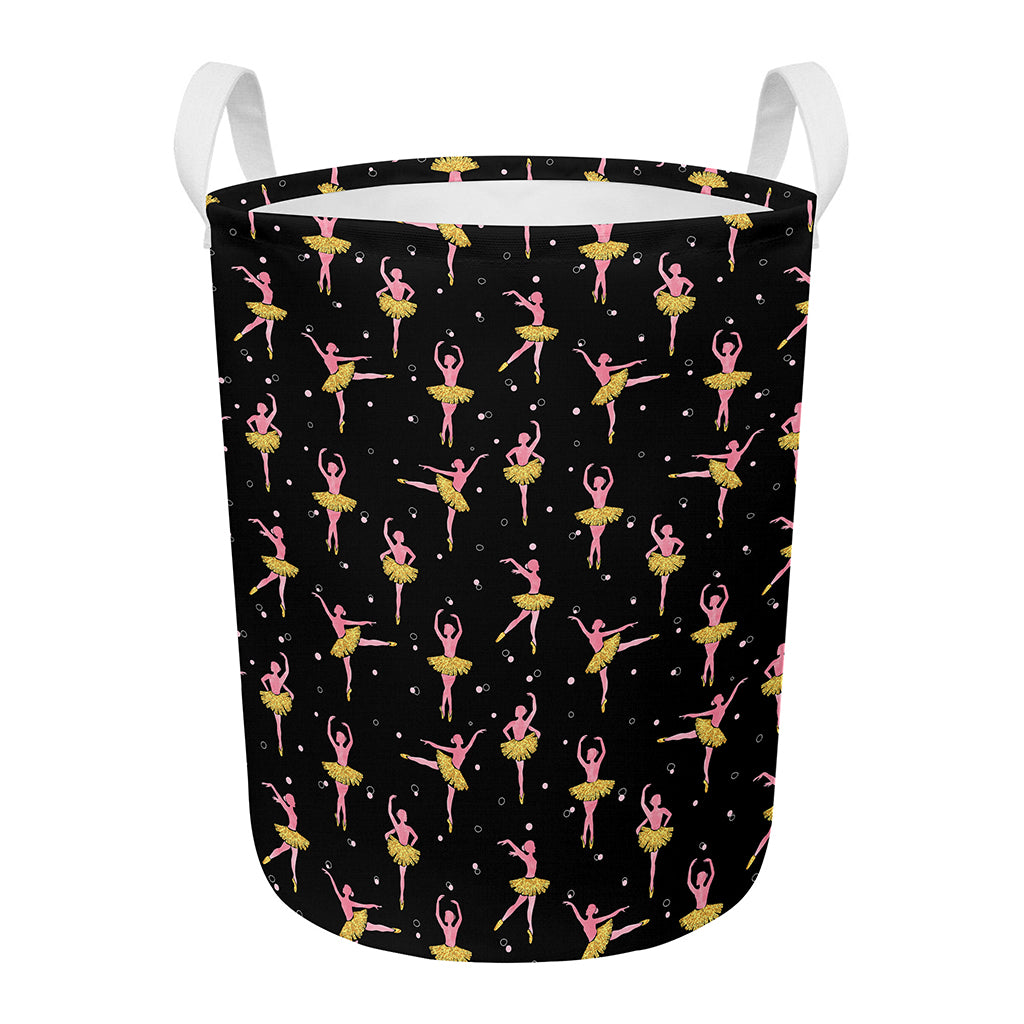 Dancing Ballet Pattern Print Round Laundry Basket