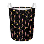 Dancing Ballet Pattern Print Round Laundry Basket