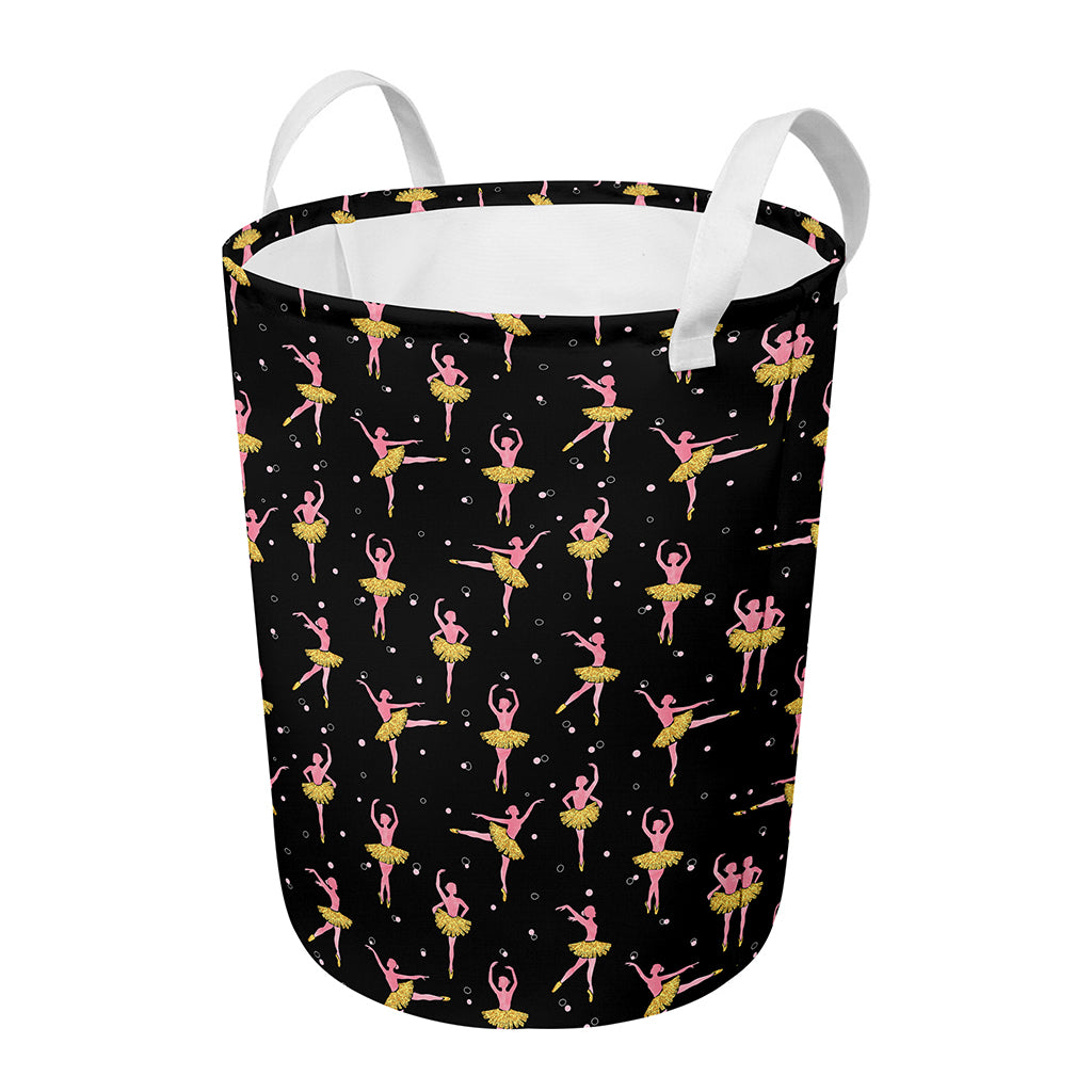 Dancing Ballet Pattern Print Round Laundry Basket