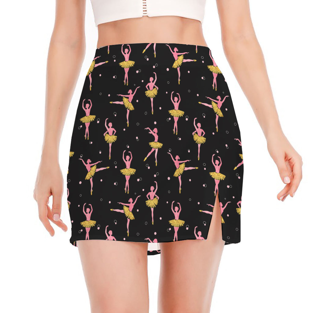 Dancing Ballet Pattern Print Side Slit Mini Skirt