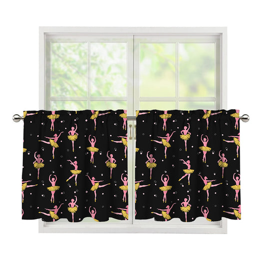 Dancing Ballet Pattern Print Tier Curtains