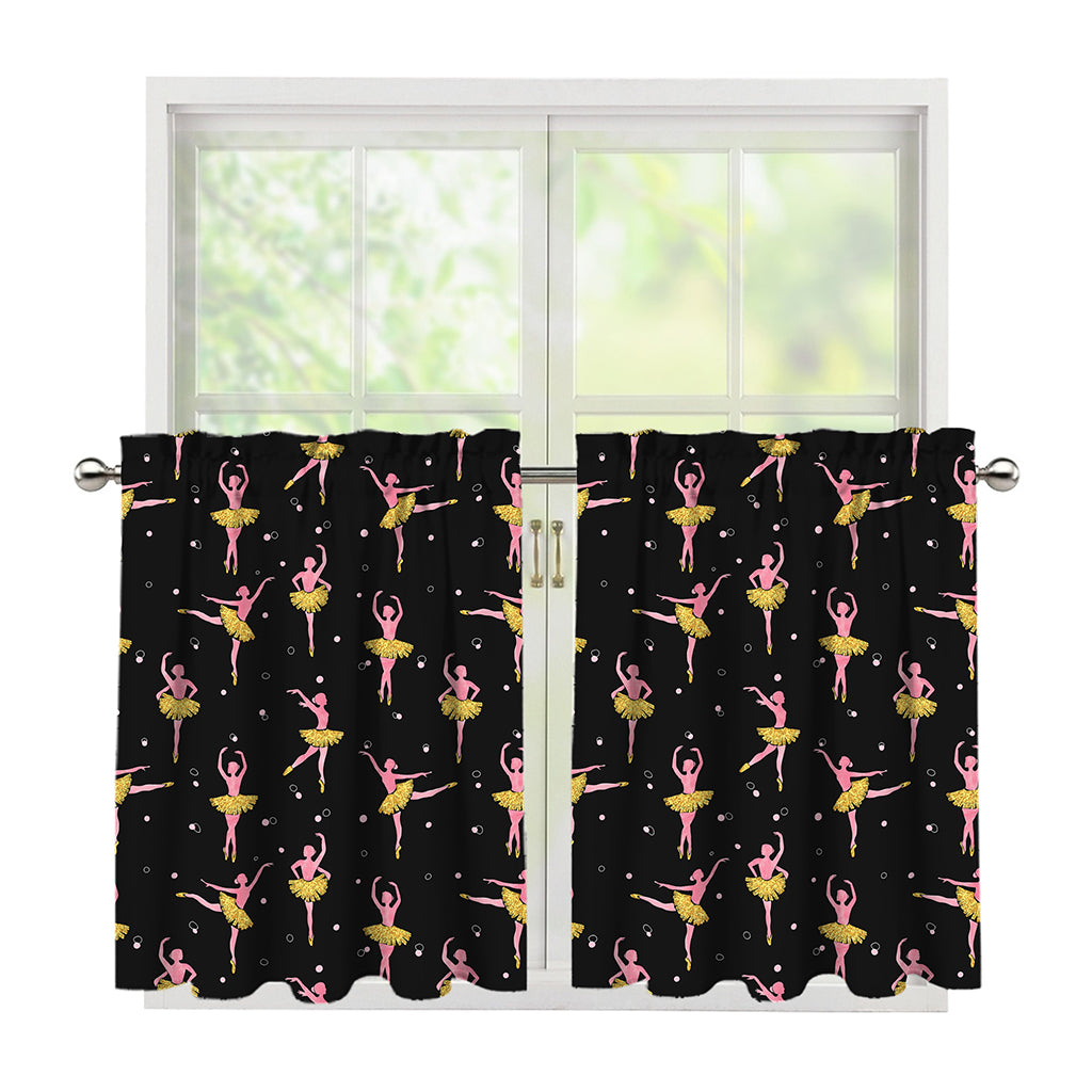 Dancing Ballet Pattern Print Tier Curtains