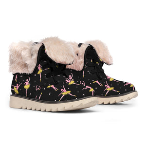 Dancing Ballet Pattern Print Winter Boots