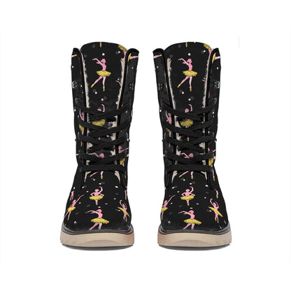 Dancing Ballet Pattern Print Winter Boots
