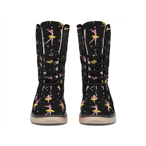 Dancing Ballet Pattern Print Winter Boots