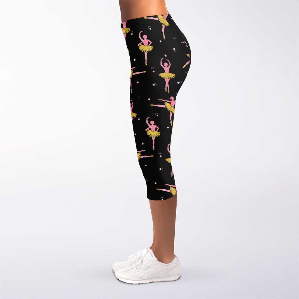 Dancing Ballet Pattern Print Women's Capri Leggings